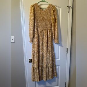 Yellow and white floral maxi dress size medium